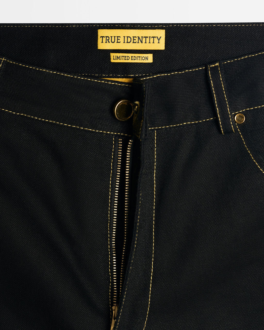 GOLDEN EMBELLISHED PANTS IN SELVEDGE DENIM