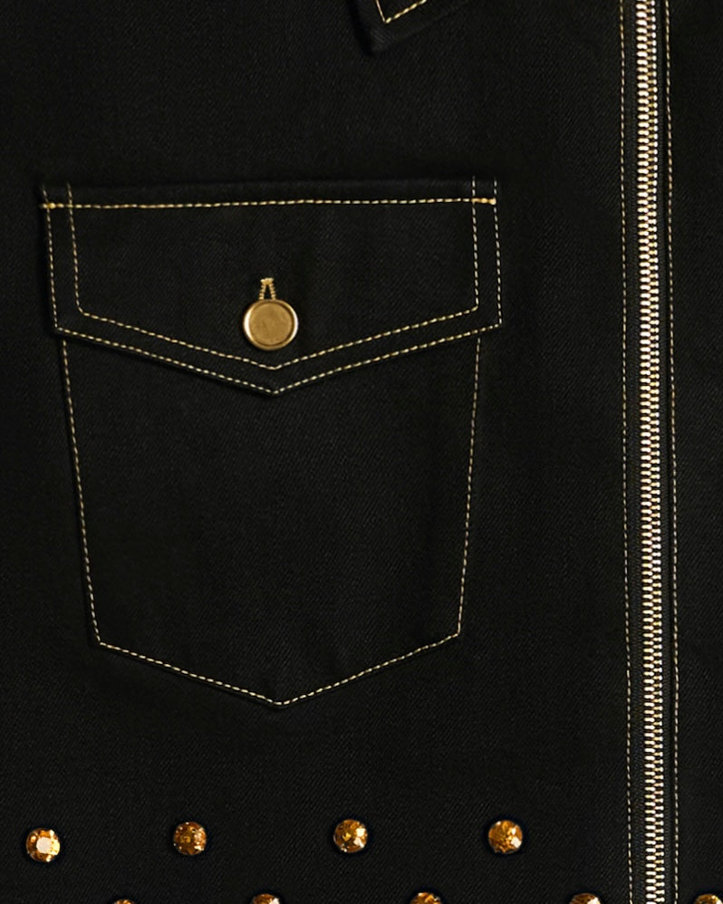 GOLDEN EMBELLISHED JACKET IN SELVEDGE DENIM